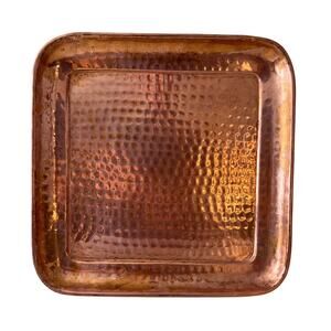 Copper Hammered 13"  Square Tray Pan Used Good Condition Crate & Barrel Rare